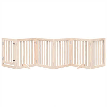 Cancelletto per cani con porta pieghevole 6 pannelli 300 cm in legno di pioppo | homemem39