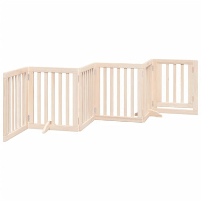 Cancelletto per cani con porta pieghevole 6 pannelli 300 cm in legno di pioppo | homemem39