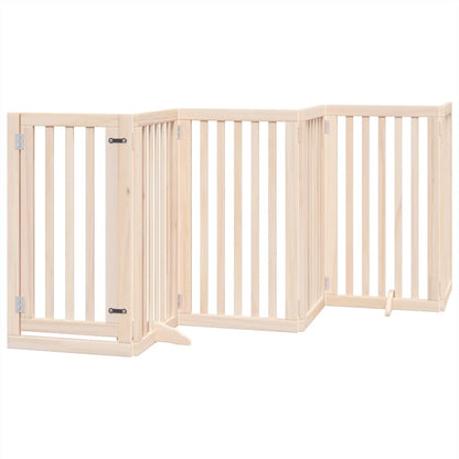 Cancelletto per cani con porta pieghevole 6 pannelli 300 cm in legno di pioppo | homemem39