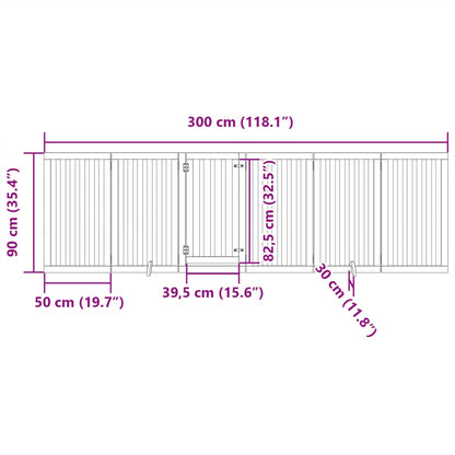 Cancelletto per cani con porta pieghevole 6 pannelli 300 cm in legno di pioppo | homemem39
