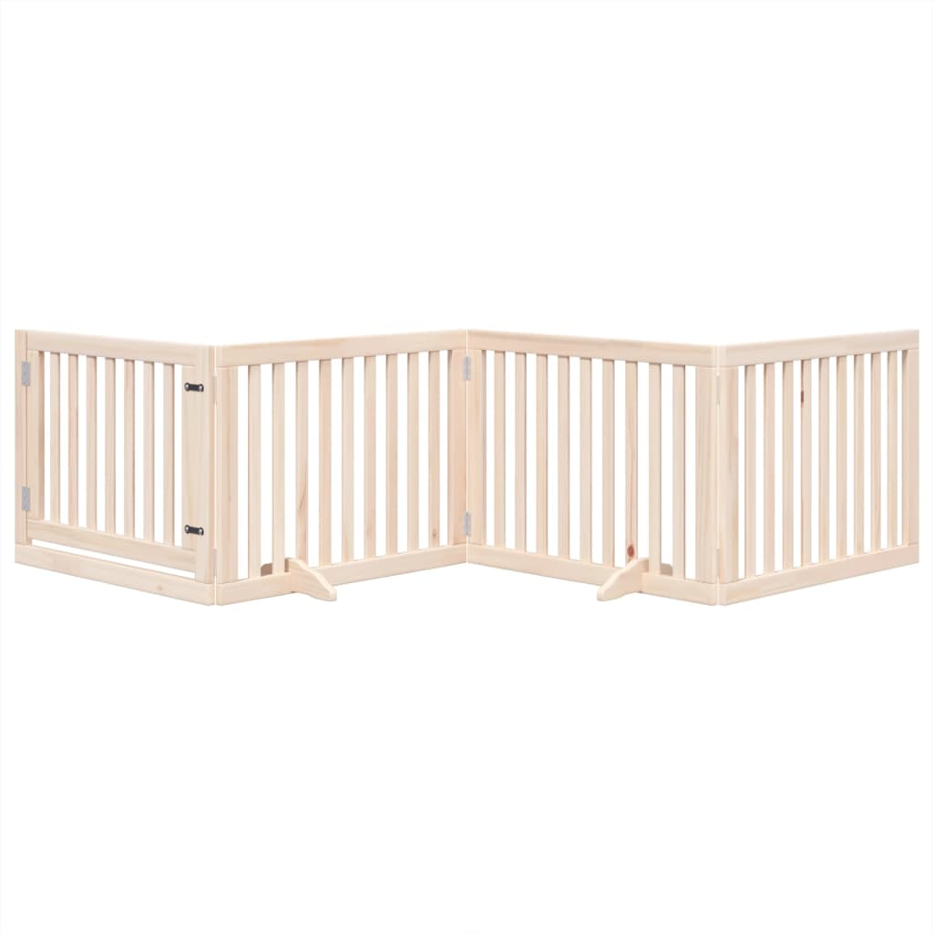 Cancelletto per cani con porta pieghevole 4 pannelli 320 cm in legno di pioppo | homemem39