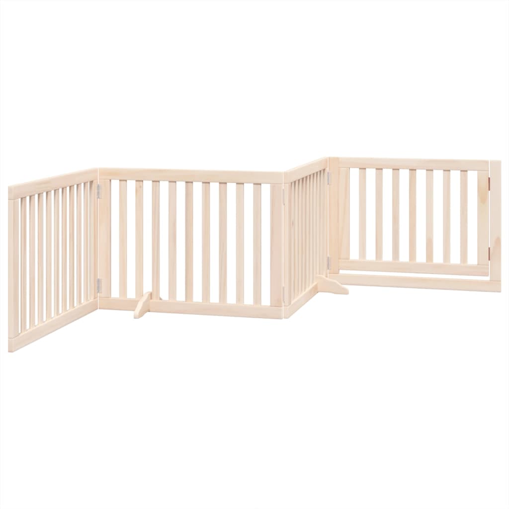 Cancelletto per cani con porta pieghevole 4 pannelli 320 cm in legno di pioppo | homemem39