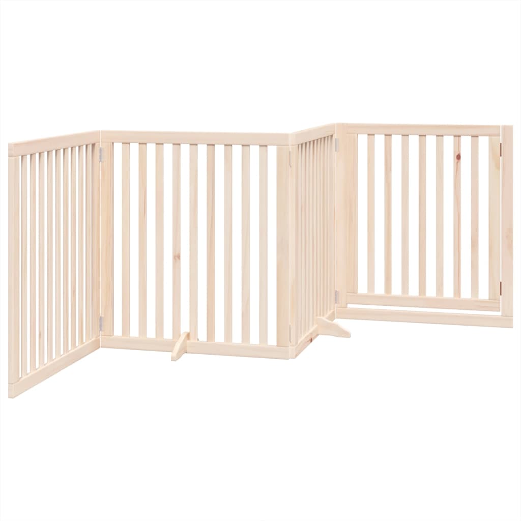Cancello per Cani con Porta Pieghevole 4 Pannelli 320 cm Pioppo | homemem39