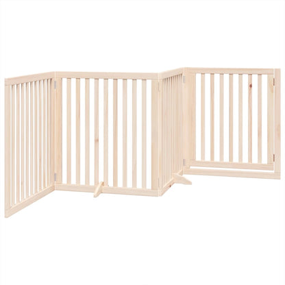 Cancello per Cani con Porta Pieghevole 4 Pannelli 320 cm Pioppo | homemem39