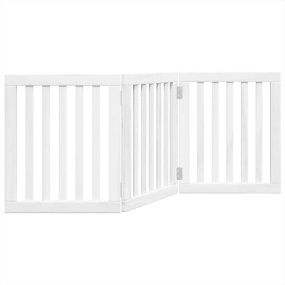 Cancello per Cani Pieghevole 3 Pannelli Bianco 150 cm Pioppo