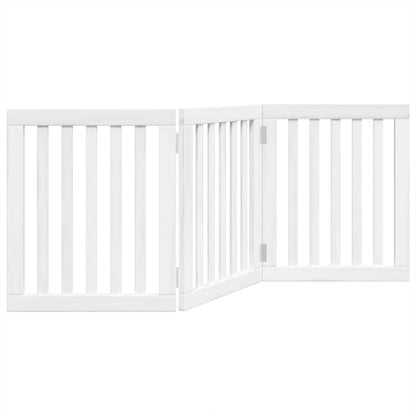 Cancello per Cani Pieghevole 3 Pannelli Bianco 150 cm Pioppo | homemem39