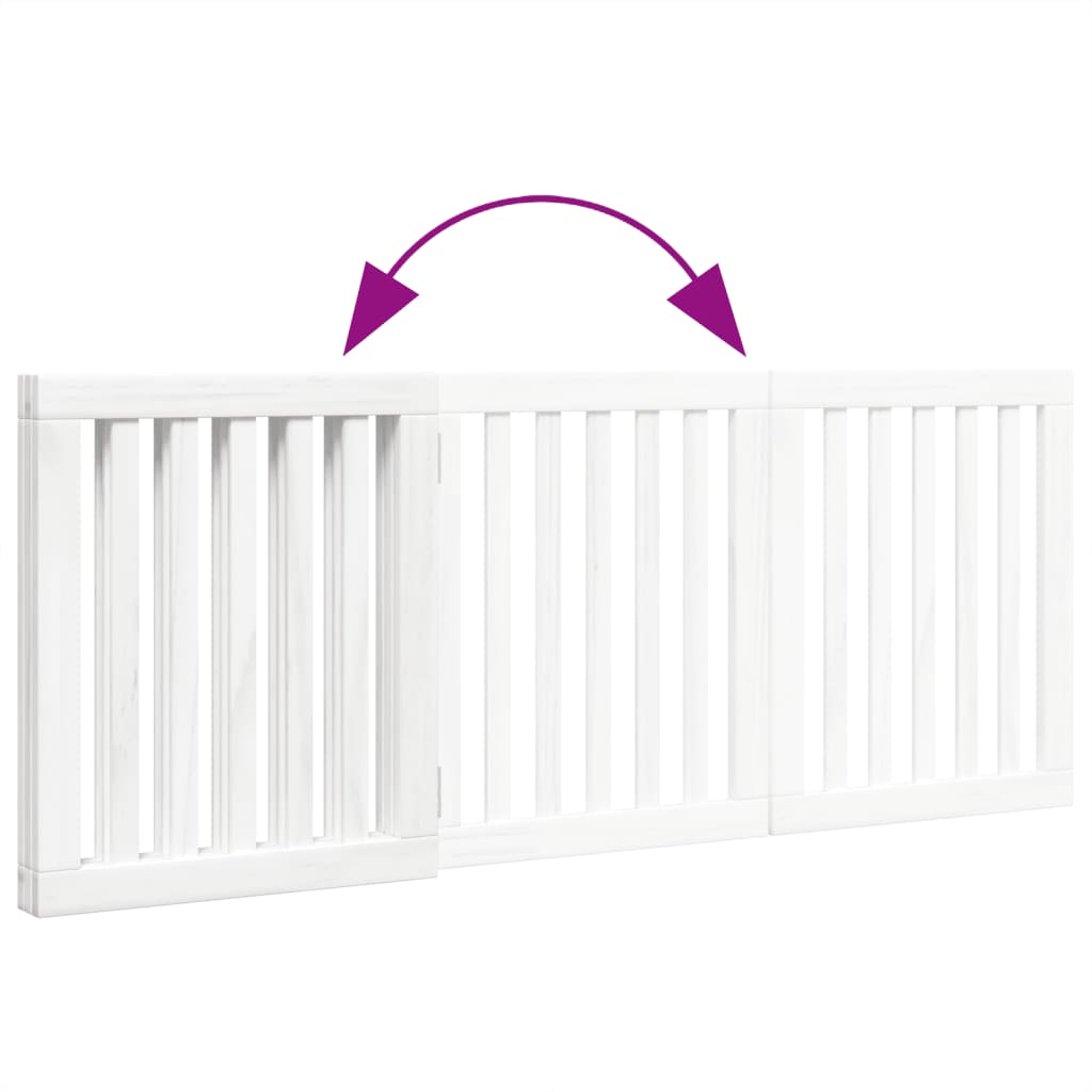Cancello per Cani Pieghevole 3 Pannelli Bianco 150 cm Pioppo | homemem39