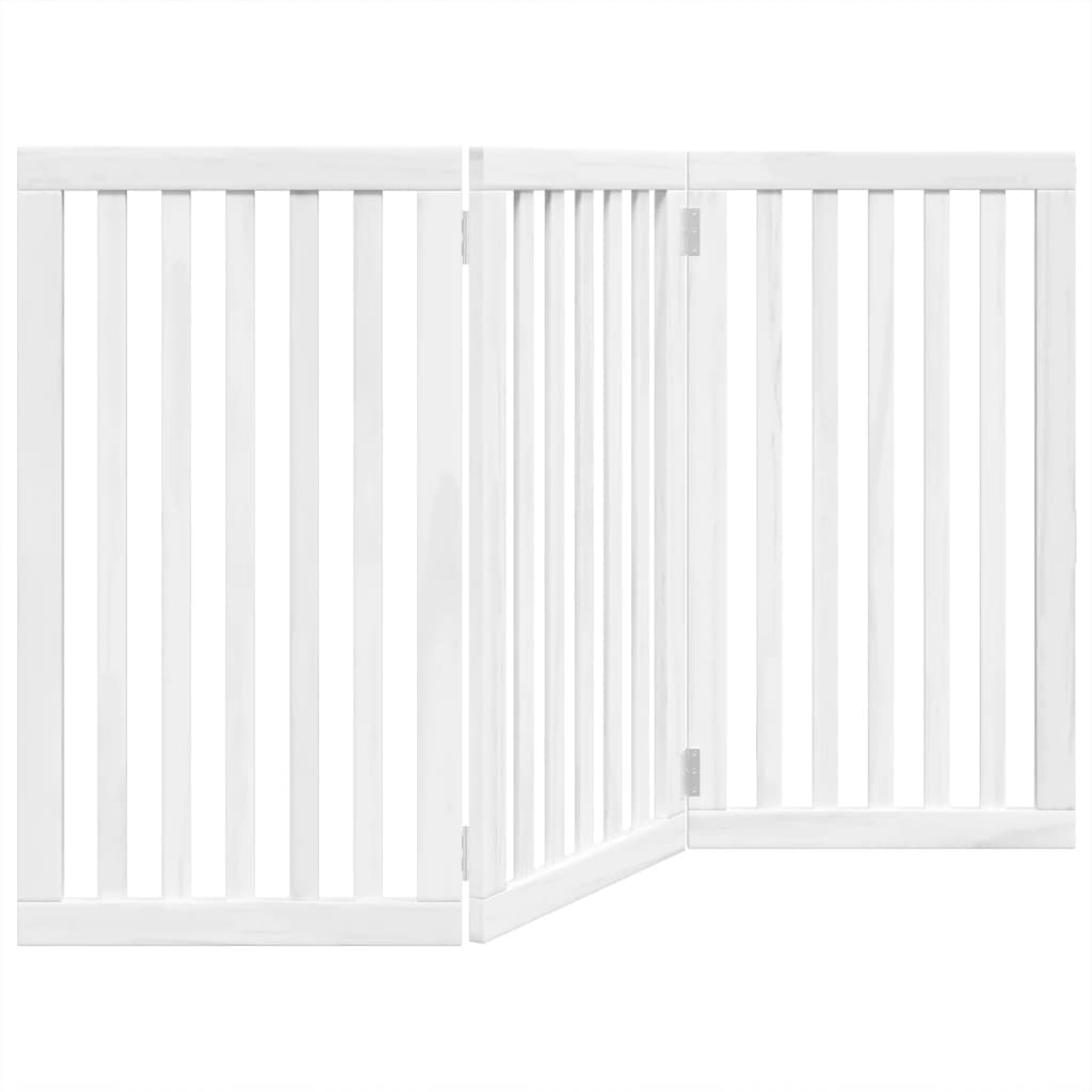 Cancello per Cani Pieghevole 3 Pannelli Bianco 150 cm Pioppo | homemem39