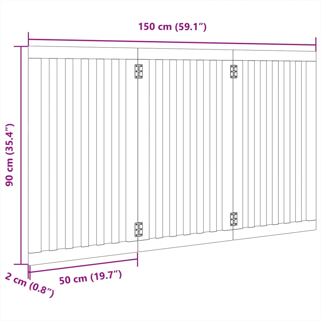 Cancello per Cani Pieghevole 3 Pannelli Bianco 150 cm Pioppo | homemem39