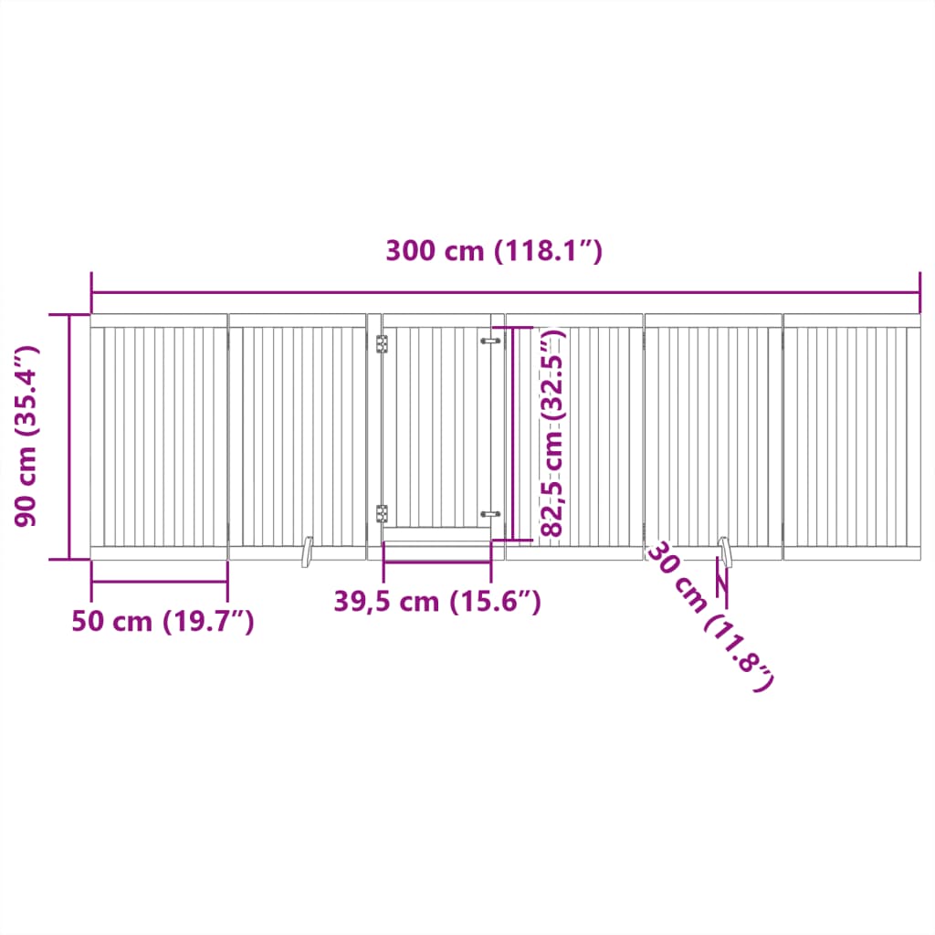 Cancello Cani Porta Pieghevole Bianco 6 Pannelli 300 cm Pioppo | homemem39