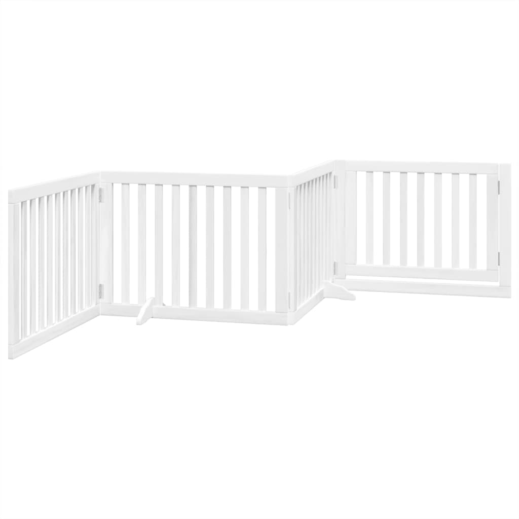 Cancello Cani Porta Pieghevole Bianco 4 Pannelli 320 cm Pioppo | homemem39