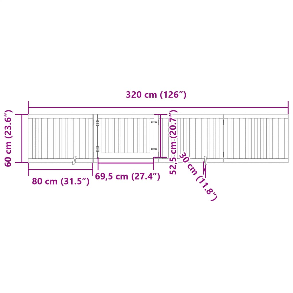 Cancello Cani Porta Pieghevole Bianco 4 Pannelli 320 cm Pioppo | homemem39