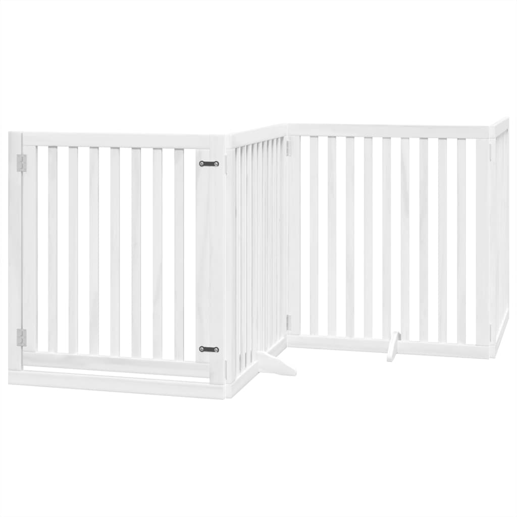 Cancello Cani Porta Pieghevole Bianco 4 Pannelli 320 cm Pioppo | homemem39