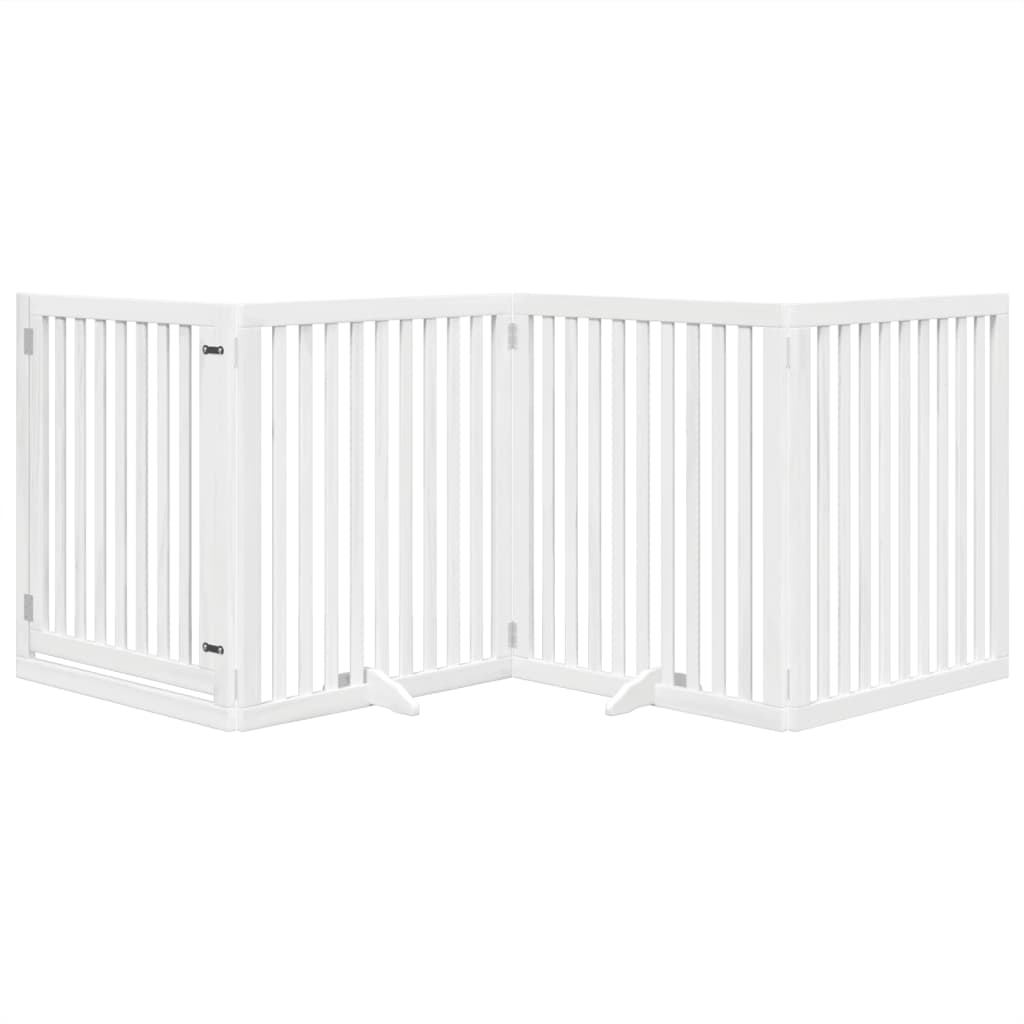 Cancello Cani Porta Pieghevole Bianco 4 Pannelli 320 cm Pioppo | homemem39