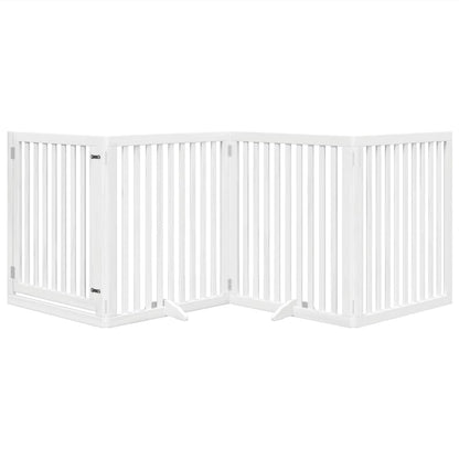 Cancello Cani Porta Pieghevole Bianco 4 Pannelli 320 cm Pioppo | homemem39