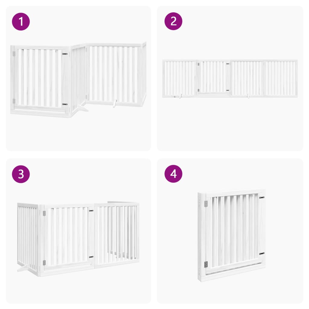 Cancello Cani Porta Pieghevole Bianco 4 Pannelli 320 cm Pioppo | homemem39
