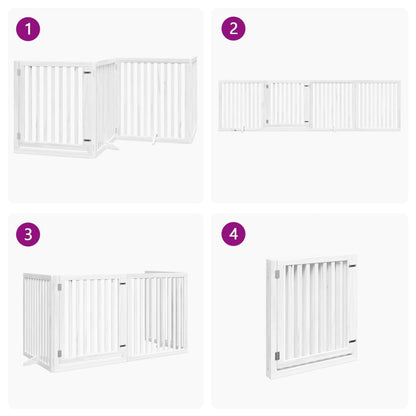 Cancello Cani Porta Pieghevole Bianco 4 Pannelli 320 cm Pioppo | homemem39
