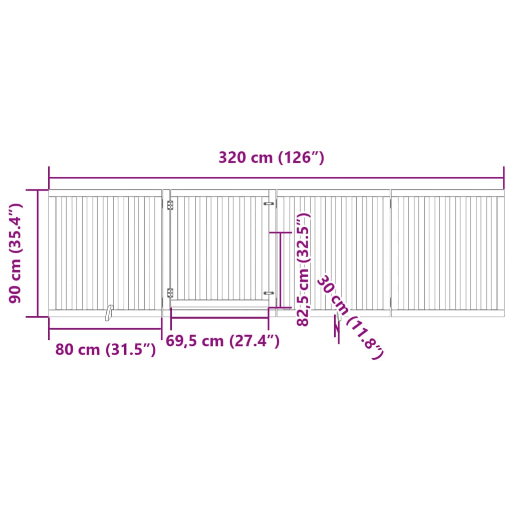 Cancello Cani Porta Pieghevole Bianco 4 Pannelli 320 cm Pioppo | homemem39