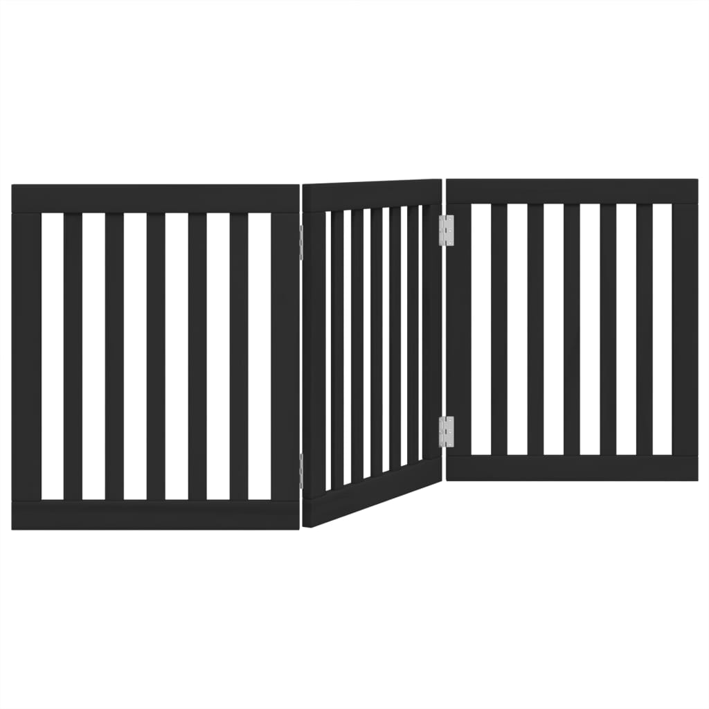 Cancello per Cani Pieghevole 3 Pannelli Nero 150cm Legno Pioppo | homemem39