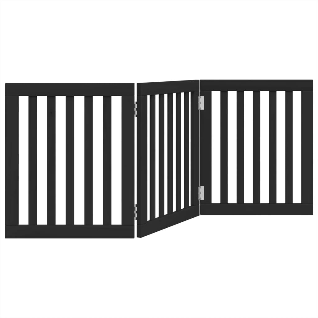 Cancello per Cani Pieghevole 3 Pannelli Nero 150cm Legno Pioppo | homemem39