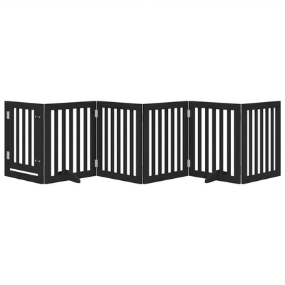 Cancello per Cani Porta Pieghevole Nero 6 Pannelli 300cm Pioppo