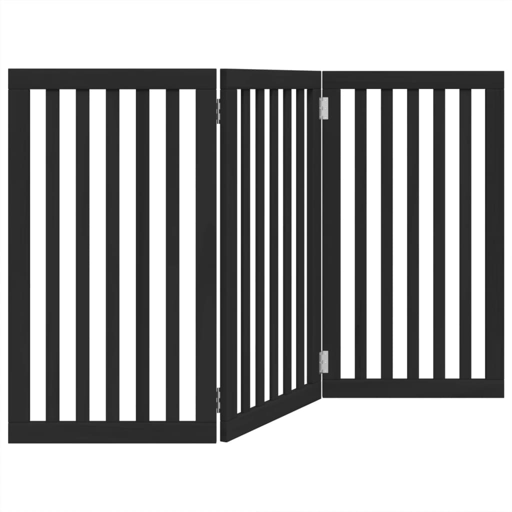 Cancello per Cani Pieghevole 3 Pannelli Nero 150cm Legno Pioppo | homemem39