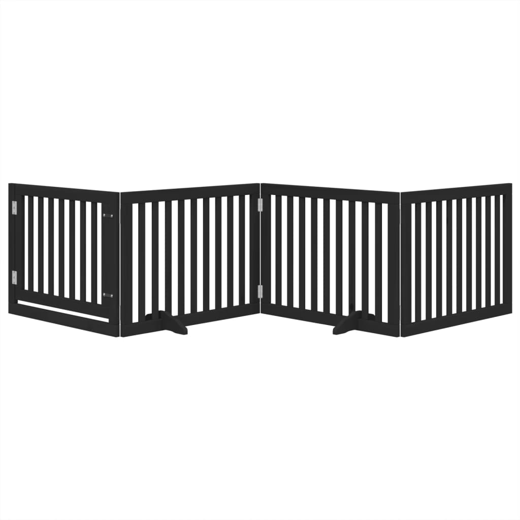 Cancello per Cani Porta Pieghevole Nero 4 Pannelli 320cm Pioppo | homemem39