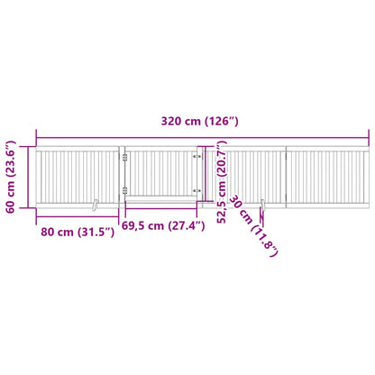 Cancello per Cani Porta Pieghevole Nero 4 Pannelli 320cm Pioppo | homemem39