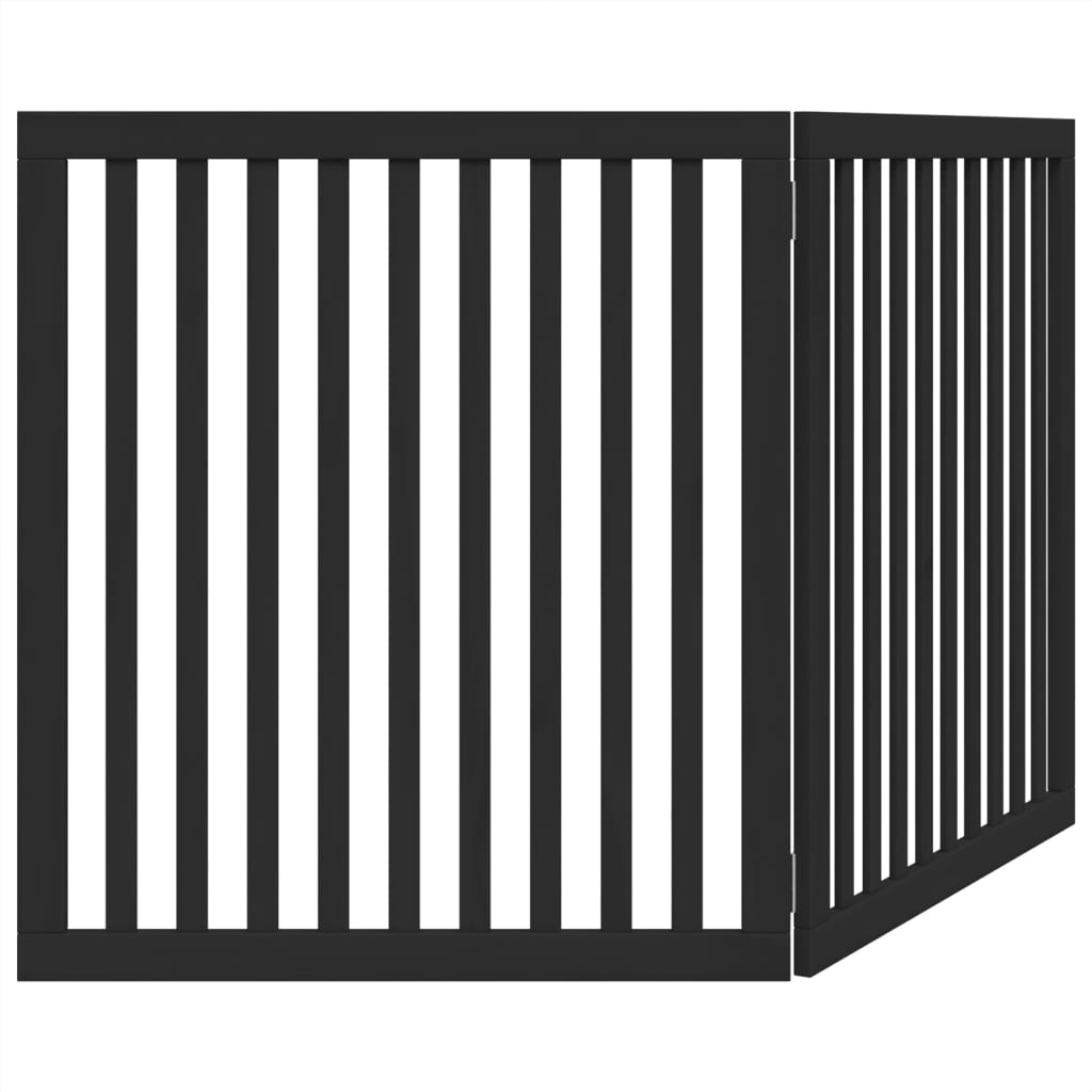 Cancello per Cani Pieghevole 2 Pannelli Nero 160cm Legno Pioppo | homemem39