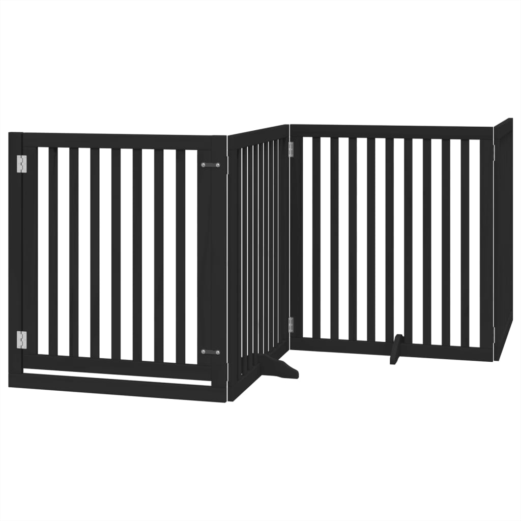 Cancello per Cani Porta Pieghevole Nero 4 Pannelli 320cm Pioppo | homemem39