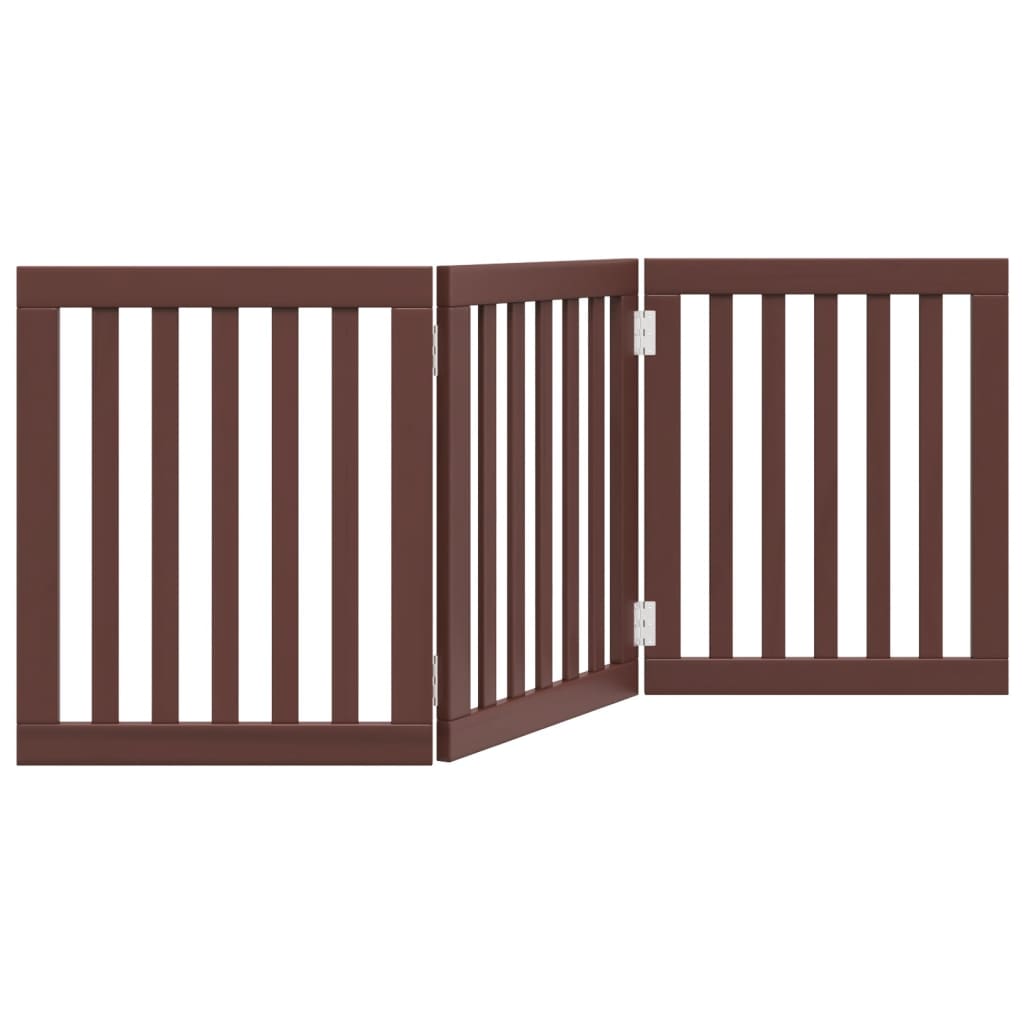 Cancello Cani Pieghevole 3 Pannelli Marrone 150cm Legno Pioppo | homemem39