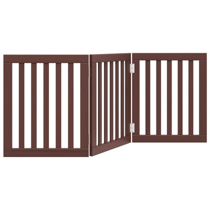 Cancello Cani Pieghevole 3 Pannelli Marrone 150cm Legno Pioppo | homemem39