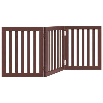 Cancello Cani Pieghevole 3 Pannelli Marrone 150cm Legno Pioppo | homemem39