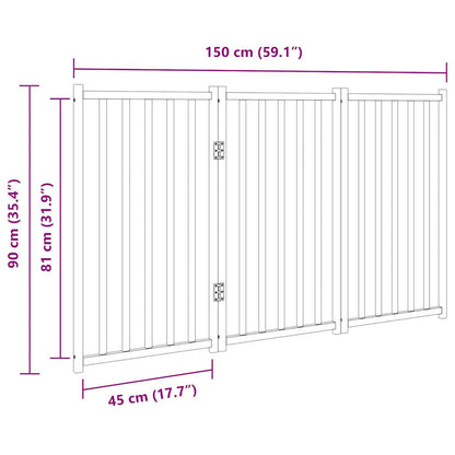 Cancelletto per cani pieghevole a 3 pannelli 150 cm in legno massello di abete | homemem39