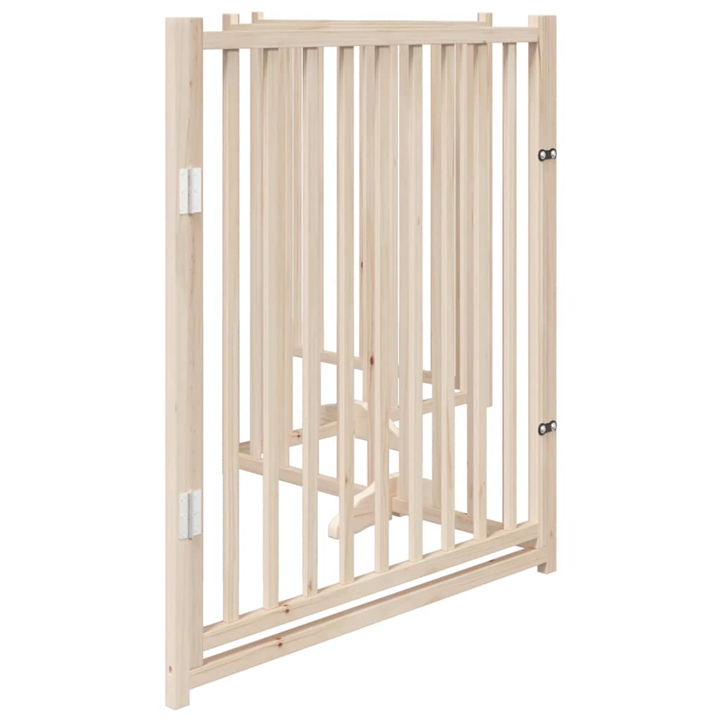 Cancelletto per cani con porta pieghevole 4 pannelli 320 cm in legno massello di abete
