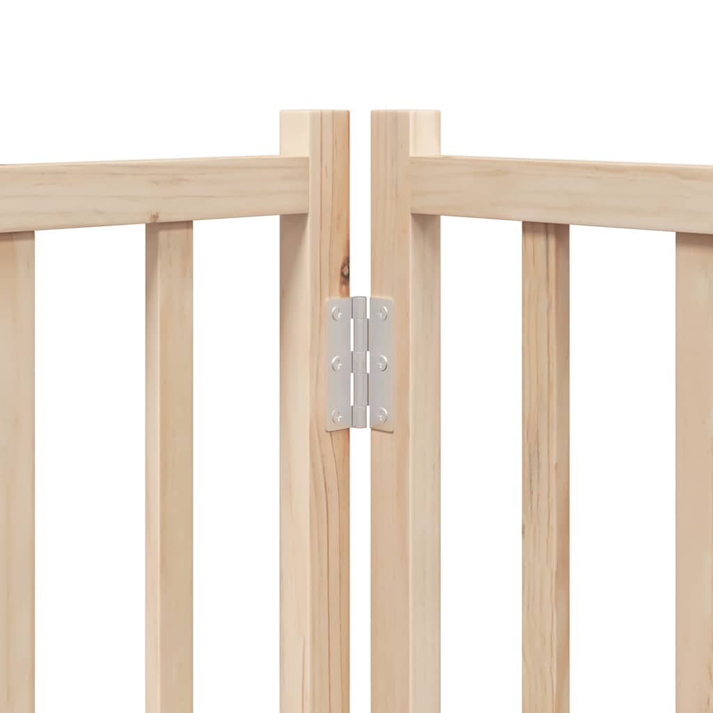 Cancelletto per cani con porta pieghevole 4 pannelli 320 cm in legno massello di abete | homemem39