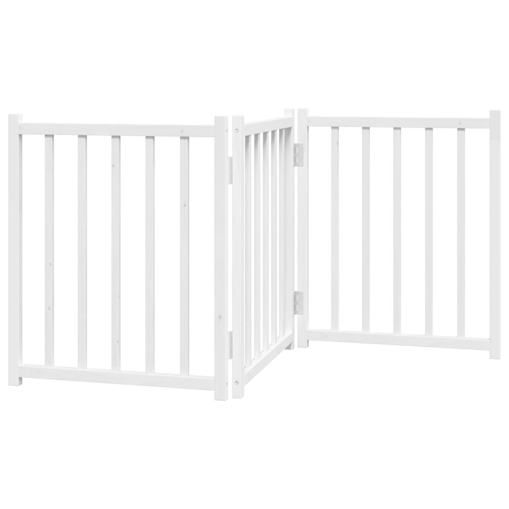 Cancello Cani Pieghevole 3 Pannelli Bianco 150cm Massello Abete | homemem39