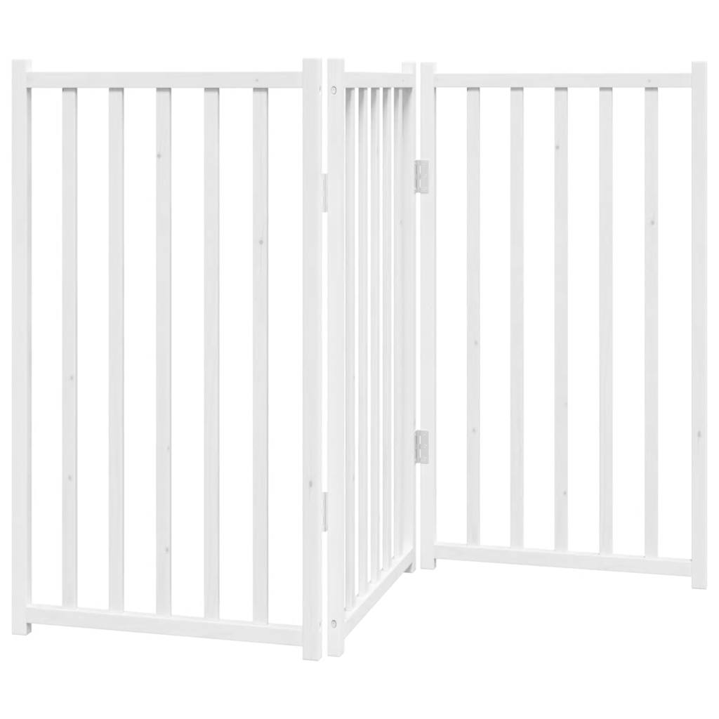 Cancello Cani Pieghevole 3 Pannelli Bianco 150cm Massello Abete | homemem39