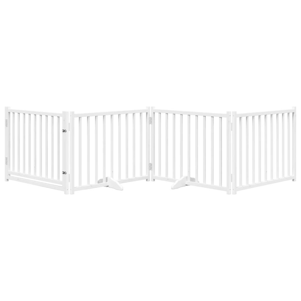 Cancello Cani Pieghevole Bianco 4 Pannelli 320cm Massello Abete | homemem39