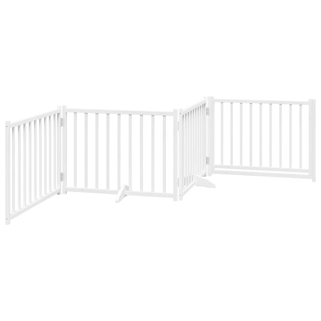Cancello Cani Pieghevole Bianco 4 Pannelli 320cm Massello Abete | homemem39
