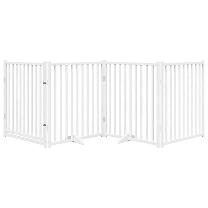 Cancello Cani Pieghevole Bianco 4 Pannelli 320cm Massello Abete | homemem39