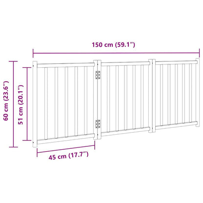 Cancello Cani Pieghevole 3 Pannelli Nero 150 cm Massello Abete | homemem39