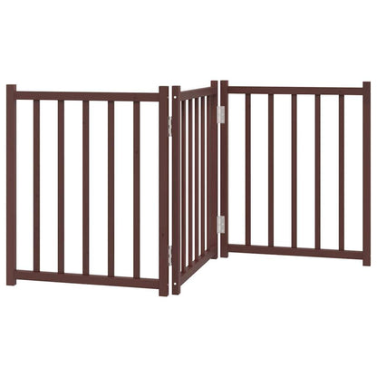 Cancello Cani Pieghevole 3Pannelli Marrone 150cm Massello Abete | homemem39