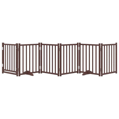 Cancello Cani Pieghevole Marrone 6Pannelli 300cm Massello Abete