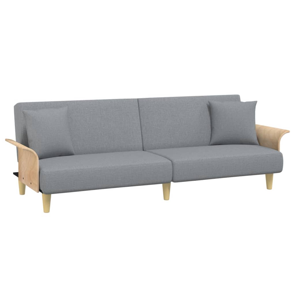 Divano Letto con Braccioli Grigio Chiaro in Tessuto | homemem39