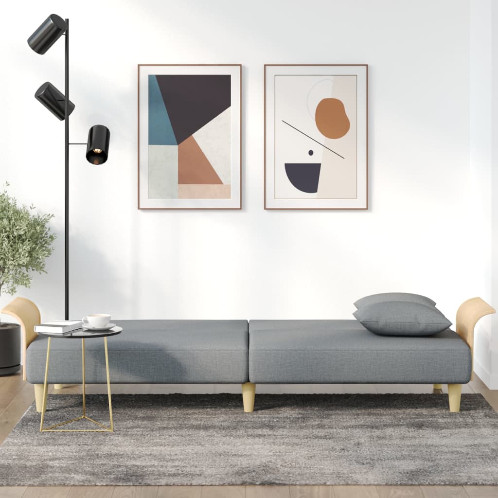 Divano Letto con Braccioli Grigio Chiaro in Tessuto - homemem39