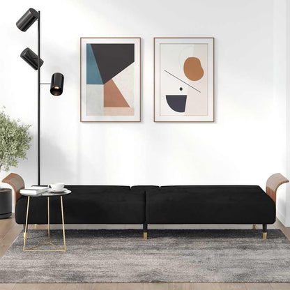 Divano Letto con Portabicchieri in Velluto Nero | homemem39