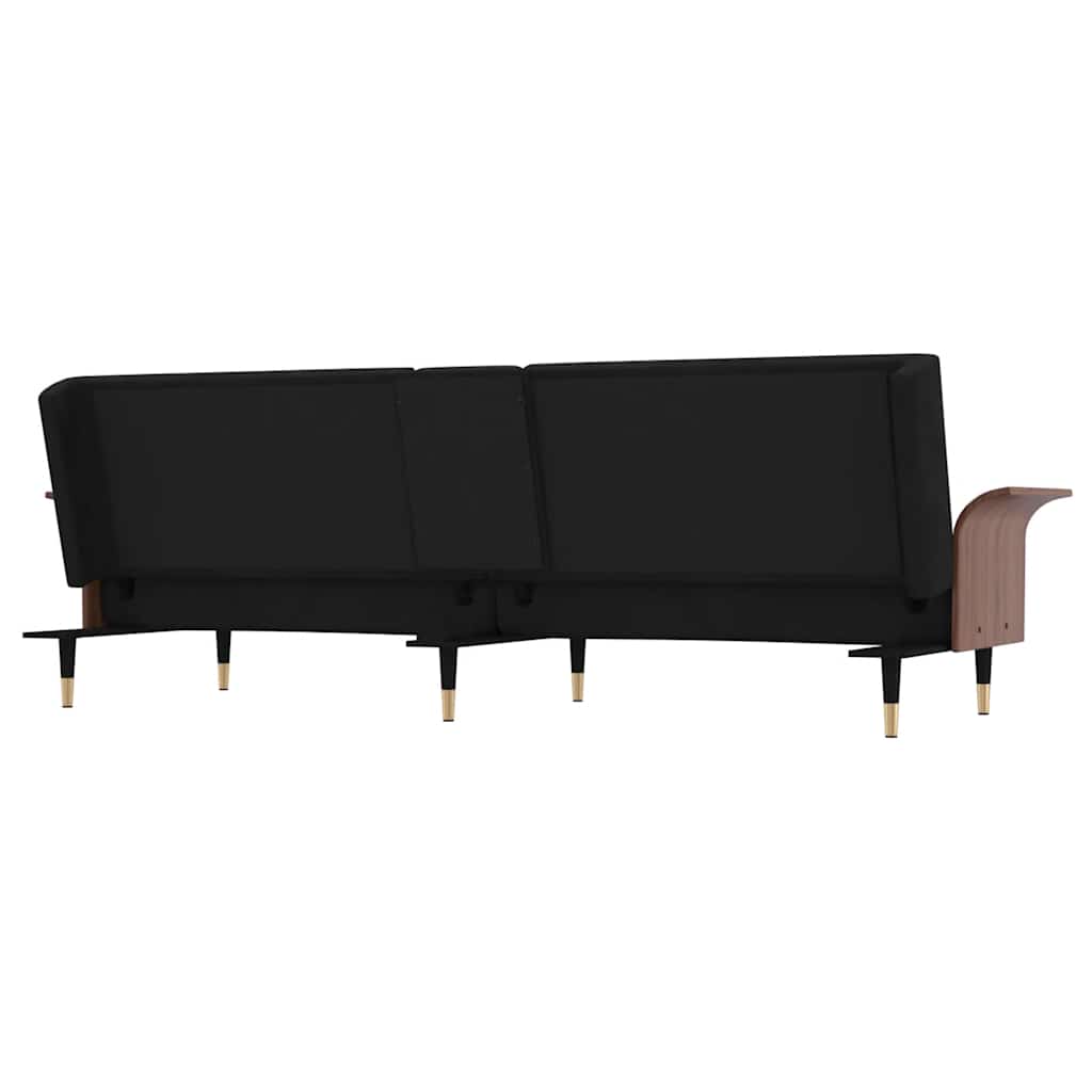 Divano Letto con Portabicchieri in Velluto Nero | homemem39