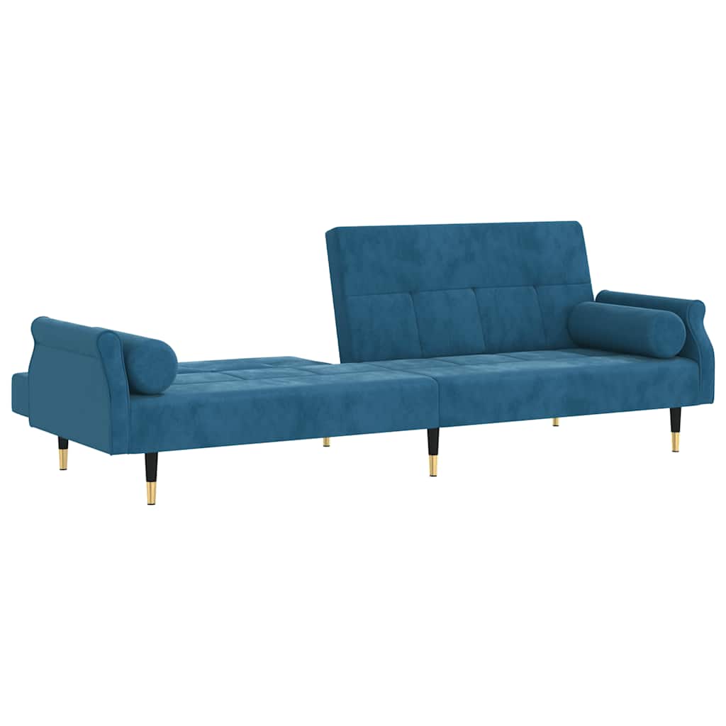 Divano Letto con Cuscini Blu in Velluto - homemem39