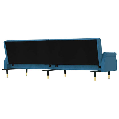 Divano Letto con Cuscini Blu in Velluto - homemem39